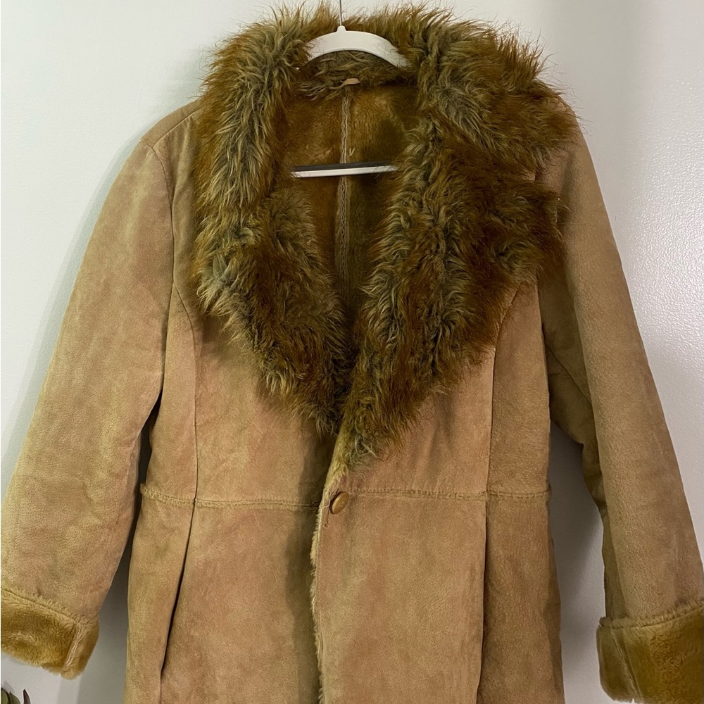 Penny lane style Faux fur lining trim jacket